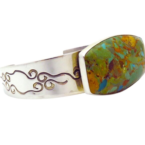 Jay King DTR Mine Finds 925 Sterling Silver Large Turquoise Cuff Bracelet - Picture 9 of 10